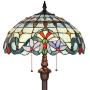 Capulina Tiffany Style Floor Light, Victorian Style Tiffany Pole Lamp, 2 Light Tiffany Floor Lamp, 18 Inches Wide Stained Glass Floor Lamps, Standing Lamp, Leaded Glass Floor Lamp (Tall: 66 inches)