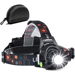 LP014 Ultra Bright Headlamp Flashlight,3 Modes High Lumen IPX4 Waterproof Zoomable with18650 USB Rechargeable,Cree Led Head Light for Hiking Camping Hunting (Dark)