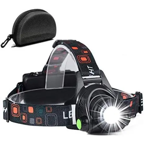 LP014 Ultra Bright Headlamp Flashlight,3 Modes High Lumen IPX4 Waterproof Zoomable with18650 USB Rechargeable,Cree Led Head Light for Hiking Camping Hunting (Dark)