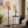 Maxax Traditional Floor Lamp with Linen Fabric Shade for Living Room and Bedroom, Black