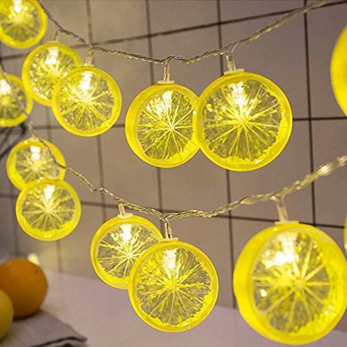 Fruit Lemon Slice String Lights LED Flashing String Battery Powered Indoor Outdoor Lighting Lamp for Wedding Home Birthday Garden Yard Patio Party Christmas Decorations (9.8ft/20 LED, Lemon Slices)