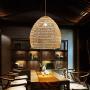 Retro Old-Fashioned Idyllic Rattan Chandelier Hand-Woven Rattan Ceiling Chandelier Hanging Installation Kitchen Dining Living Room Ceiling Lamp Lighting Fixture Home Decoration Apricot