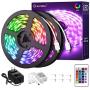 Onforu 65.6ft LED Strip Light, 5050 RGB Dimmable LED Light Strip, Color Changing LED Tape Light, 20m Multi Colored Rope Light with Remote and 24V Power Supply for Bedroom, Party, Living Room