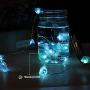 EhomeTronics Decorative String Lights, Natural Fluorite Sea Glass Lights 30 LEDs 10ft Fairy Lights Battery Powered Remote Waterproof Raw Stones for Indoor Outdoor Bedroom Christmas DIY Blue-Green