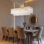 Rectangle Crystal Chandelier, Siljoy Modern Luxury 9-Lights Rectangular Gold Pendant Ceiling Light Restaurant lamp Fixture for Dining Room Kitchen Island, L40'' x W14'' x H12''
