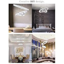 Modern Led Chandelier High Ceiling, Led Lighting Fixtures Ceiling Hanging Contemporary Crystal Chandeliers DIY Adjustable 3 Rings Pendant Light for Living Room Bedroom Kitchen Foyer Hallway