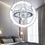 TongLan Modern LED Chandelier Lighting 3 Rings Stainless Steel Crystal Pendant Light Fixtures Dining Room Living Room Contemporary Chandeliers