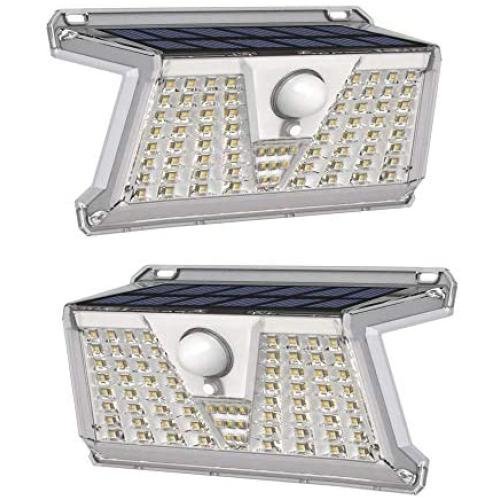 POSHIGE Sloar Lights Outdoor, 73 LEDs Super Bright Security Lights with 4 Lighting Modes, Waterproof Solar Motion Sensor Lighting for Front Door, Yard, Garage, Deck(2 Pack)