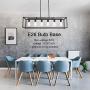 VINLUZ Rectangular Metal Chandelier,6 Light Black Linear Industrial Pendant Lights Cage Island Ceiling Lighting Fixture for Dining Room Kitchen