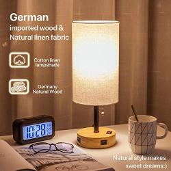 Table Lamp, Bedside Lamp with USB Port and Outlet, Nightstand Lamps for Bedrooms, Table Lamps for Bedroom with Digital Alarm Clock (Bulb Included)