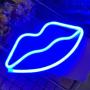 Lip Shaped Neon Signs for Wall Decor,USB or Battery Decor Light,Neon Lights for Bedroom,LED Sign Neon Light for Bar,Christmas,Party,Kids,Girls Living Room(Blue)