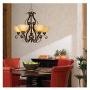 Iron Scroll Golden Bronze Chandelier 28'' Wide Amber Scalloped Glass 5-Light Fixture for Dining Room House Foyer Kitchen Island Entryway Bedroom Living Room - Franklin Iron Works