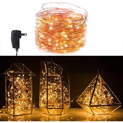 Minetom 200 LED Fairy Lights Plug in 70FT Starry String Lights Waterproof Copper Wire Lights - UL Adaptor Included, for Indoor Outdoor Christmas Bedroom Patio Wedding Garden Warm White