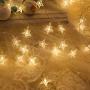 Lwind Battery Operated Stars String Lights ,19.68 FT 40 LED 2 Modes Warm White String Lights for Bedroom Wedding Party Garden Decoration (Stars, Warm White)