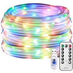 LE LED Rope Lights Outdoor, Multi Colored Indoor String Lights with Remote, 8 Modes, Waterproof, 33ft 100 LED USB Powered Fairy Lights for Bedroom, Garden, Patio, Kids Room, Deck, Christmas Decoration