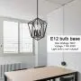 VINLUZ 3 Light Industrial Farmhouse Chandeliers Oil Rubbed BronzeMetal Geometric Lantern Pendant Lighting, Candle-Style Hanging Light Fixtures Ceiling for Kitchen Island Dining Room Bedroom