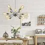 mirrea Sputnik Chandelier Vintage Edison Light Fixture Industrial Starburst Lighting with 12 Lights Chrome Finished Metal