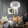Crystal  Modern Pendant Light Grey Bubble Glass Shade Chandeliers Drum with Hanging Crystals for Hallway, Bedroom, Living Room, Kitchen, Dining Room,UL Listed, HUOYAN-LIGHTING