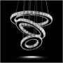 MEEROSEE LED Crystal Chandelier Lighting Ceiling Lights Fixture Contemporary Adjustable Stainless Steel 3 Rings Light for Living Room Bedroom Dining Room D19.7''+15.7''+11.8''