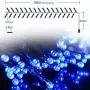 ilikable 131ft 300 LED String Lights,Battery Powered Indoor/Outdoor Fairy Lights 8 Modes Waterproof Decorative Lights for Christmas Wedding Party Home Courtyard Icicle Lights Decoration-Blue White