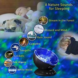 Ocean Wave Projector and Sound Machine - Night Light Projector with Color Changing Wave Light Effects – Music Lamp for Kids Adults Bedroom – Black