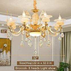 Panghuhu88 Crystal Classic Chandelier Modern Contemporary Chandelier European Ceiling Pendant Lights for Dining Room Living Room Hotel, E12 Bulbs Required (8 Bulb)