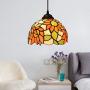 LITFAD Elegant Tiffany Style Pendant Light with Oversize Sunflower Pattern One-Light LED Ceiling Hanging Light Pendant Lamp for Kitchen Island Dining Room Restaurant - C
