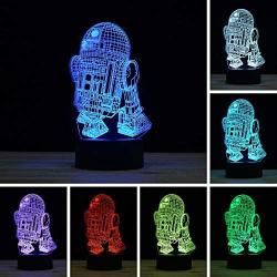 3D Illusion LED Night Light,7 Colors Gradual Changing Touch Switch USB Table Lamp for Holiday Gifts or Home Decorations (R2-D2)