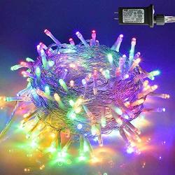 42.6FT 100LED Indoor Outdoor String Lights, Waterproof Fairy Lights with 30V Power Plug in, 8 Lighting Modes for Bedroom, Garden, Wedding Party, Christmas Decoration (Multicolor)