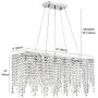 7PM Rectangular Crystal Chandelier Linear Hanging Light Fixture for Dining Room Kitchen Island
