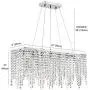 7PM Rectangular Crystal Chandelier Linear Hanging Light Fixture for Dining Room Kitchen Island