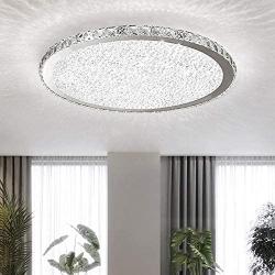 Ladiqi Crystal Round LED Flush Mount Ceiling Light Luxury Modern Close to Ceiling Light Indoor Chandelier Lighting Fixture for Living Room Bedroom Dining Room Restaurant (White, 12)