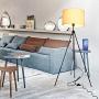Modern LED Tripod Floor Lamps for Living Room, Bedroom, White Mid Century Standing Design Light with Metal Legs, Adjustable Contemporary Tall Lamp for Office-Blub not Included