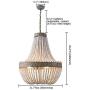 KunMai Rustic Wood Beads Large Chandelier Vintage 3-Light Gray White Pendant Light Dining Room Lamp (Large)