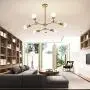 MELUCEE Modern Sputnik Chandeliers 6-Light Brass Mid Century Light Fixture Flush Mount Ceiling Light Pendant Light for Kitchen Island Living Room Bedroom Foyer Hallway