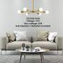 Modern Sputnik Chandelier 6 Lights Semi Flush Mount Ceiling Pendant Lighting Mid Century Industrial Gold Brushed Brass Light Fixture for Kitchen Living Room Dining Room Restaurant
