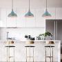 KWOKING Lighting Industrial Barn Pendant Light Chandelier Hanging Lamp 15.75'' Wide Metal Ceiling Fixture for Kitchen Restaurant Dining Room in Pale Blue