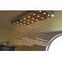 Contemporary Rectangle Crystal Raindrop Flush Ceiling Light Fixture/Chandelier for Dining Room/Lobby/Kitchen Island (21 Lights)