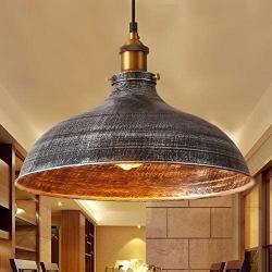 NIUYAO 14'' Wide Rustic Industrail Big Barn Pendant Light Lamp Dome Shade Hanging Ceiling Light [Rust Silver] 427709