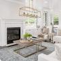 KSANA Gold Chandelier, Island Lights for Kitchen, 5-Light Modern Linear Chandeliers, 30” Large Metal Rectangle Light Fixture for Dining Room