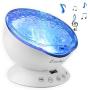 Ocean Wave Projector and Sound Machine - Night Light Projector with Color Changing Wave Light Effects – Music Lamp for Kids Adults Bedroom – White