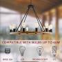 Kira Home Jericho 35'' 12-Light Large Rustic Farmhouse Wagon Wheel Chandelier, Round Kitchen Island Light, Textured Black Accents + Warm Oak Wood Style Finish