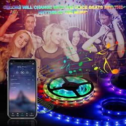 LED Strip Lights, 32.8ft RGB LED Light Strips 300 LEDs SMD5050 Color Changing Light Strips, Voice and Music Sync Smart LED Tape Lights for Home, TV, Bar and Party Decoration-Remote Control