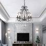 Maxax Crystal Chandelier Ceiling Lighting Fixture for Dining Room,Bathroom, Bedroom,Living Room,5 Lights Black
