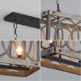 Wood and Metal Chandelier Rectangle 3-Light Adjustable Height Ceiling Pendant Light Dining Room Lighting Fixtures Hanging，Living Room Light ,Kitchen Chandelier UL Listed