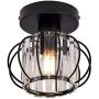 YLONG-ZS Semi Flush Mount Clear Pannel Chandelier Lighting Black Matel Finishing and Chandeliers Ceiling Light Fixture E26 Bulbs Pendant Light in Bedroom, Hall or Dining Room