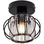 YLONG-ZS Semi Flush Mount Clear Pannel Chandelier Lighting Black Matel Finishing and Chandeliers Ceiling Light Fixture E26 Bulbs Pendant Light in Bedroom, Hall or Dining Room