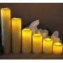 LED Lytes Flameless LED Candles with Timer Slim Set of 6, 2'' Wide and 2''- 9'' Tall, Gold Coated Wax and Flickering Amber Yellow Flame for Home and Wedding Decor