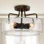 KSANA Semi Flush Mount Ceiling Light, 4-Light Black Flush Ceiling Light with Seeded Glass Shade for Kitchen, Hallway, W12'' x H8''