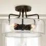 KSANA Semi Flush Mount Ceiling Light, 4-Light Black Flush Ceiling Light with Seeded Glass Shade for Kitchen, Hallway, W12'' x H8''